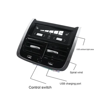 Очистка заднего Выпускного Отверстия Для Выхлопного Воздуха Светодиодная Атмосфера Зарядка через USB для Volvo XC60 XC90 S60 V60 V90 2015-2021 Крышка Кондиционера