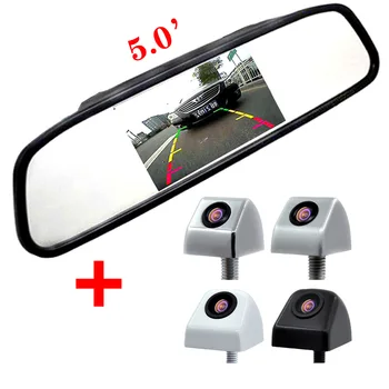 2 В 1 5-дюймовый автомобильный зеркальный монитор 800 * 480 с зеркалом заднего вида + ПЗС-камера для парковки автомобиля, камера заднего хода, резервная камера заднего вида