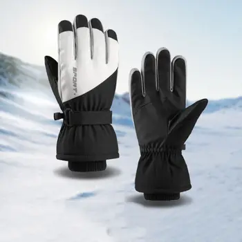 Ветрозащитные лыжные перчатки Модные нескользящие утолщенные теплые Теплые перчатки Водонепроницаемые перчатки с сенсорным экраном на весь палец