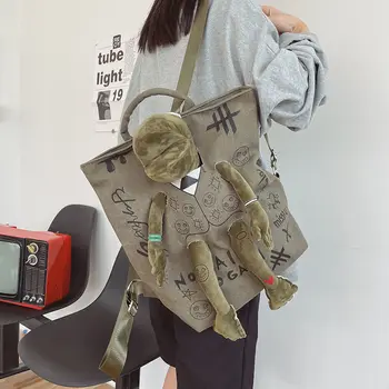Новый рюкзак с 3D лягушкой большой емкости, школьная сумка с граффити для колледжа для девочек и мальчиков, однотонная модная холщовая сумка, Повседневная дорожная сумка