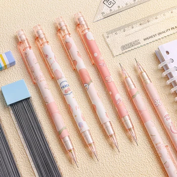 Механический карандаш Sweet Peach толщиной 0,5 мм с грифелями, милый карандаш, Школьные канцелярские принадлежности, подарок, Приз для студентов из мультфильма