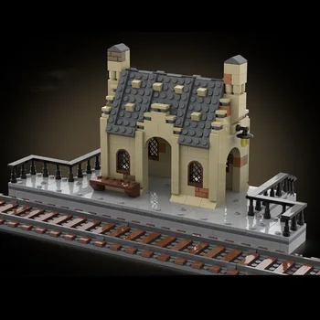 Железнодорожная станция MOC с видом на улицу, модель здания, железнодорожный путь, станция Хогсмид, Кирпичный замок, детские игрушки, подарки