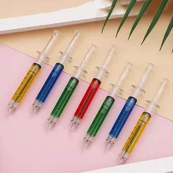 Многоцветная шариковая ручка в форме иглы для шприца, креативный дизайн, Канцелярская ручка для офиса, школьные принадлежности, ручка, игла для шприца